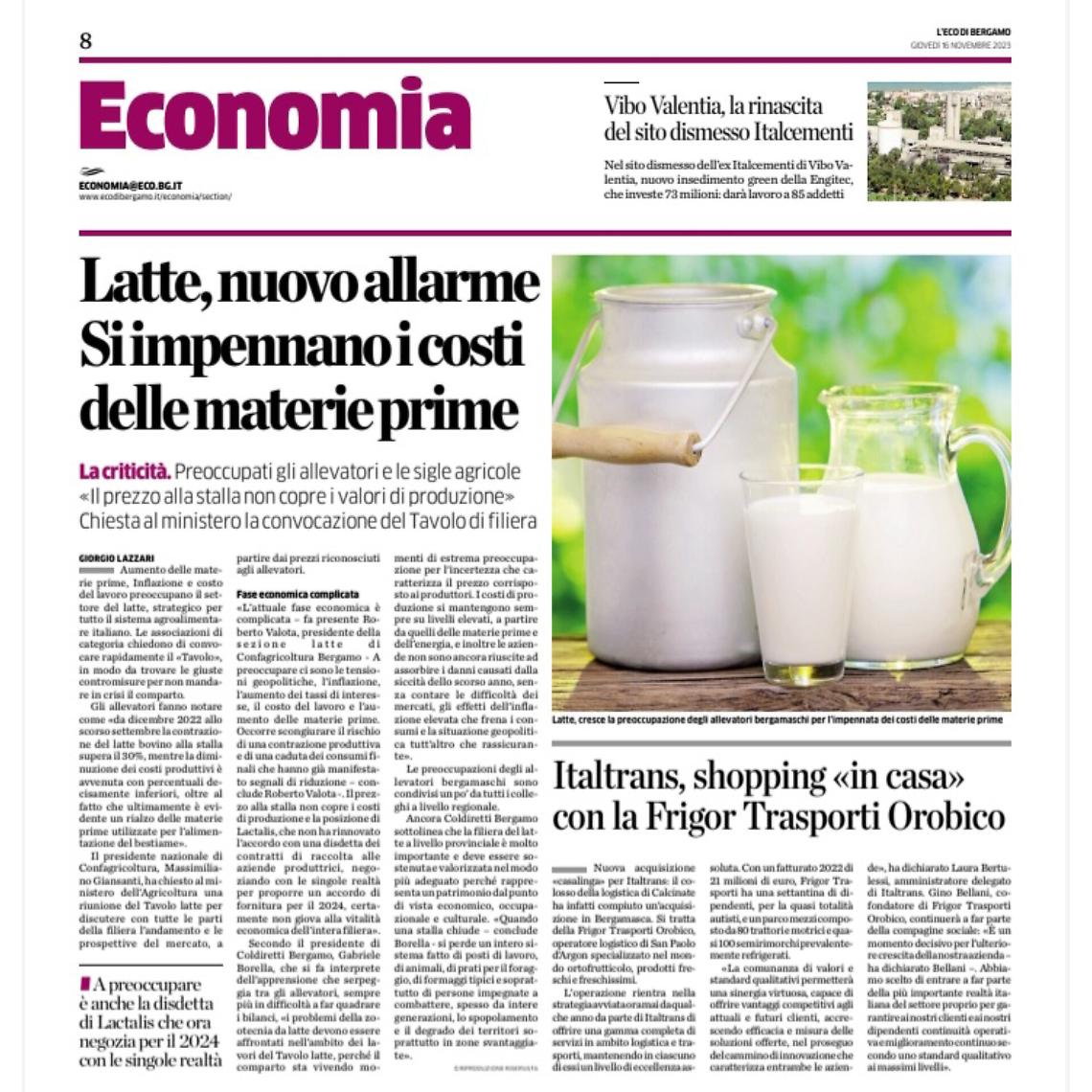 Allarme latte, il prezzo alla stalla non copre i valori di produzione