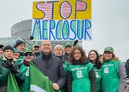 Agricoltori in piazza a Strasburgo contro l'accordo Ue-Mercosur